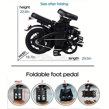 14" Folding Electric Bike 48V Lightweight E-Bike 330LB Load 19MPH 28-Mile Range - My Store 3