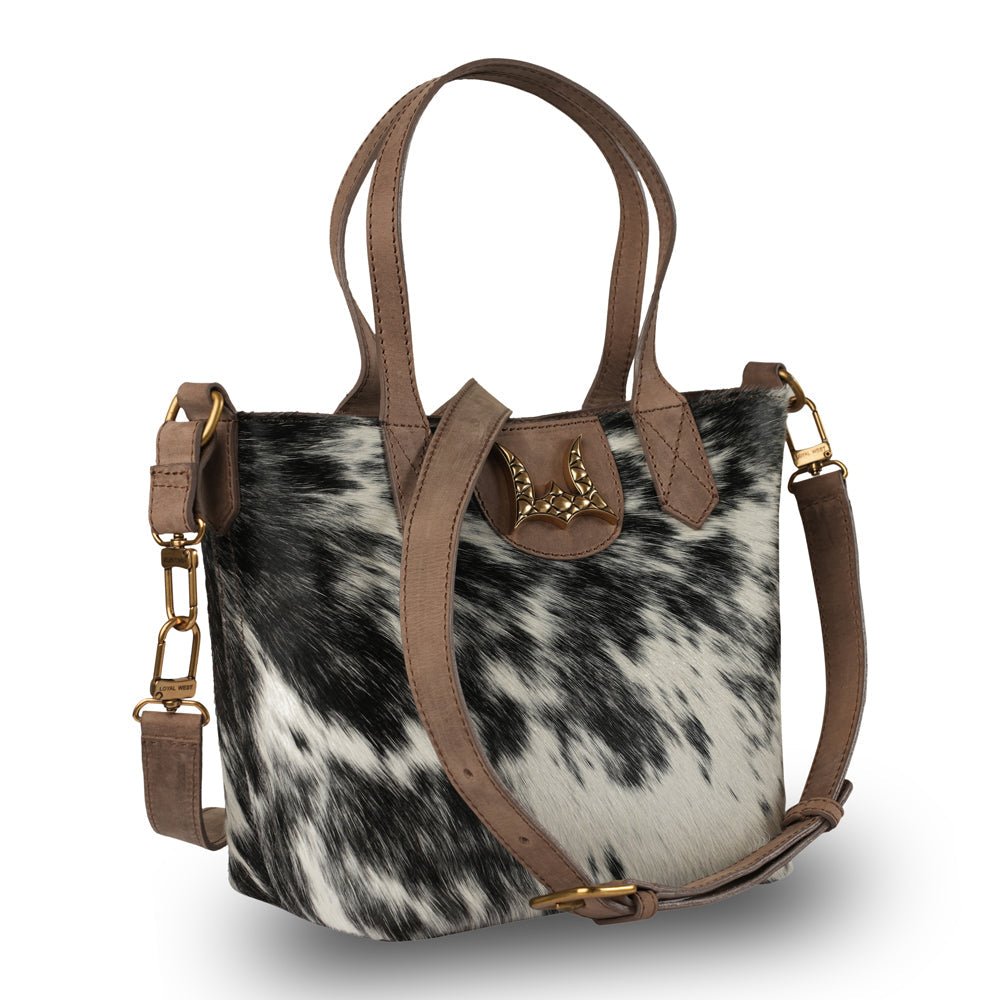 Dakota Medium CrossBody - Black & White Cowhide - My Store 3