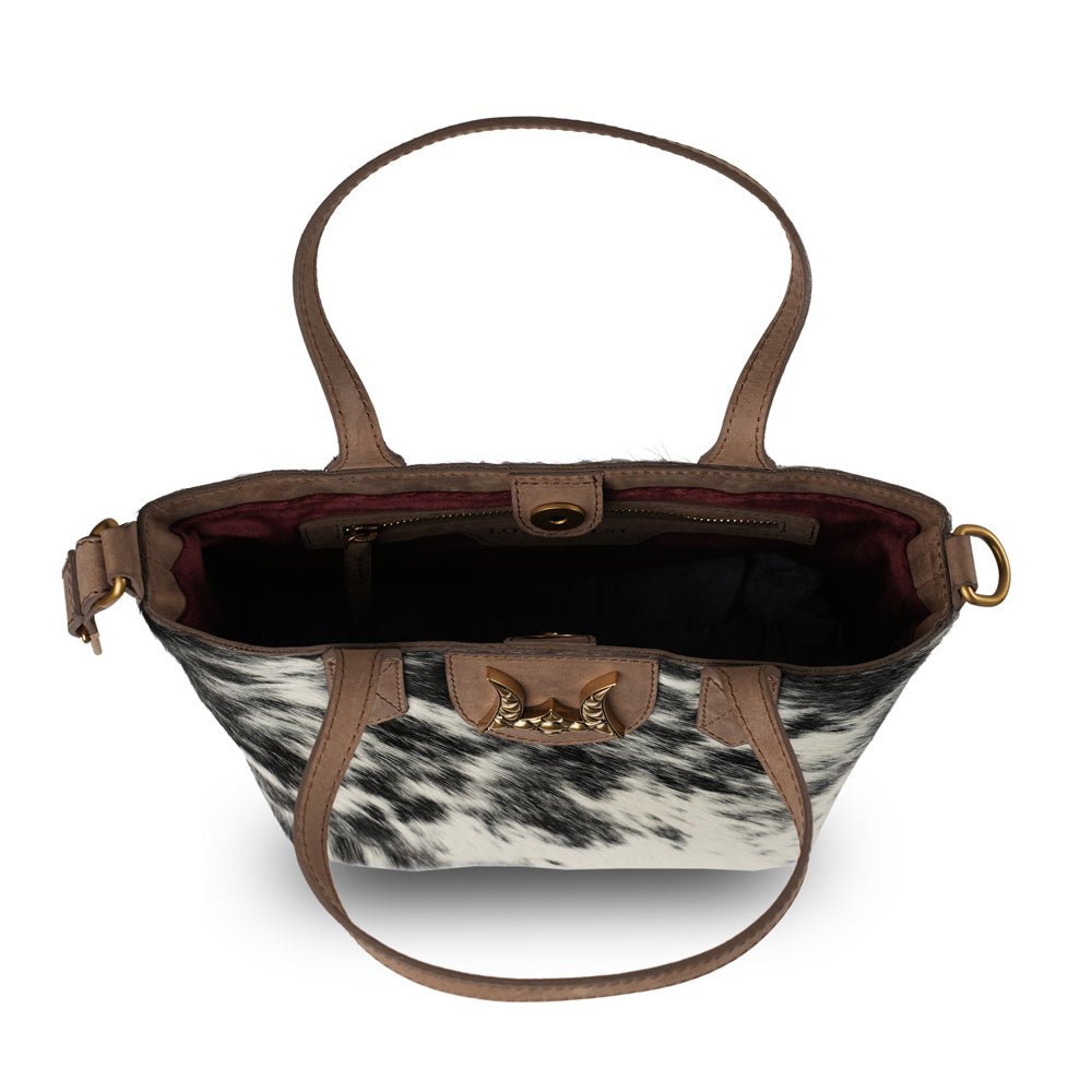 Dakota Medium CrossBody - Black & White Cowhide - My Store 3