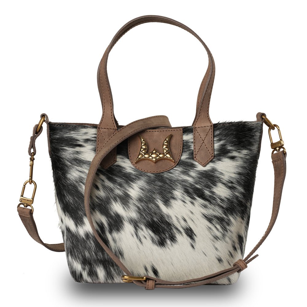 Dakota Medium CrossBody - Black & White Cowhide - My Store 3