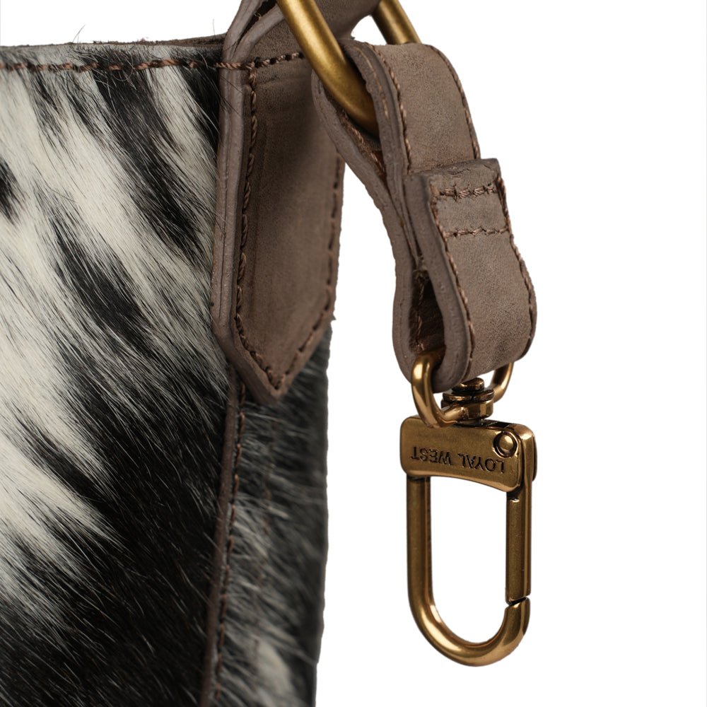 Dakota Medium CrossBody - Black & White Cowhide - My Store 3