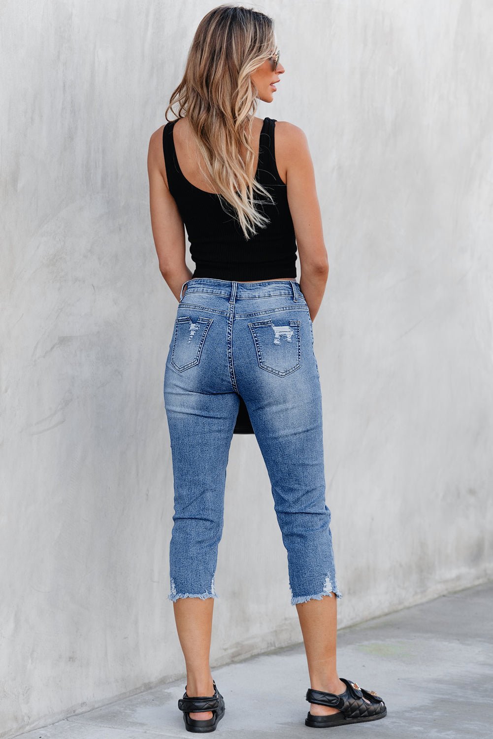Georgia Skinny Distressed Capri Jeans - My Store 3