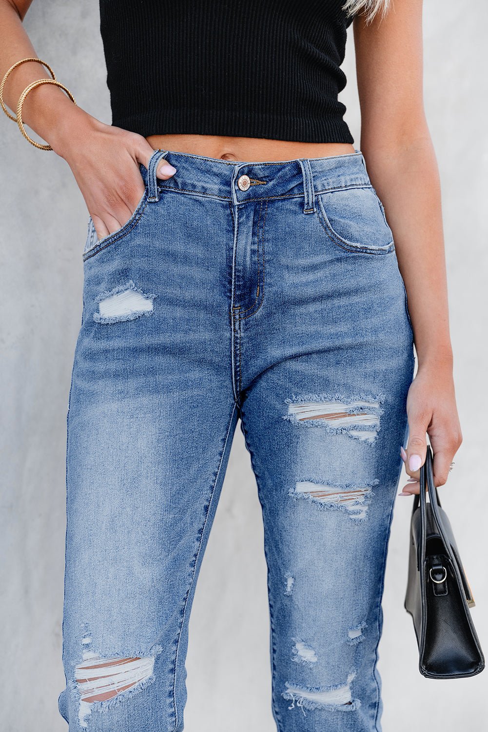 Georgia Skinny Distressed Capri Jeans - My Store 3