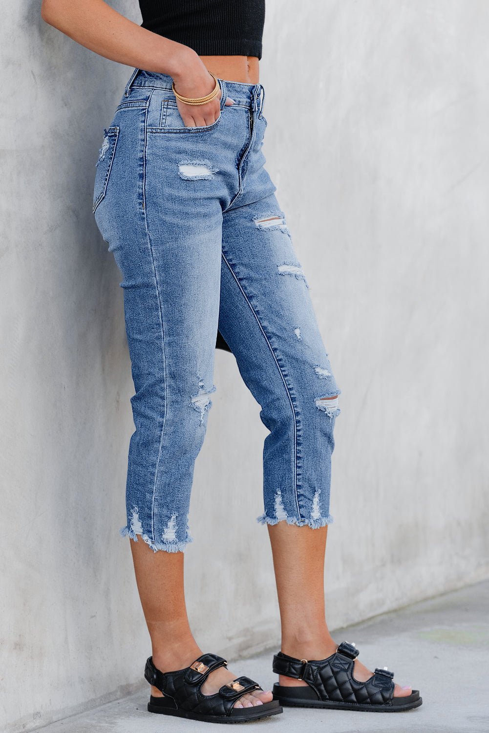 Georgia Skinny Distressed Capri Jeans - My Store 3