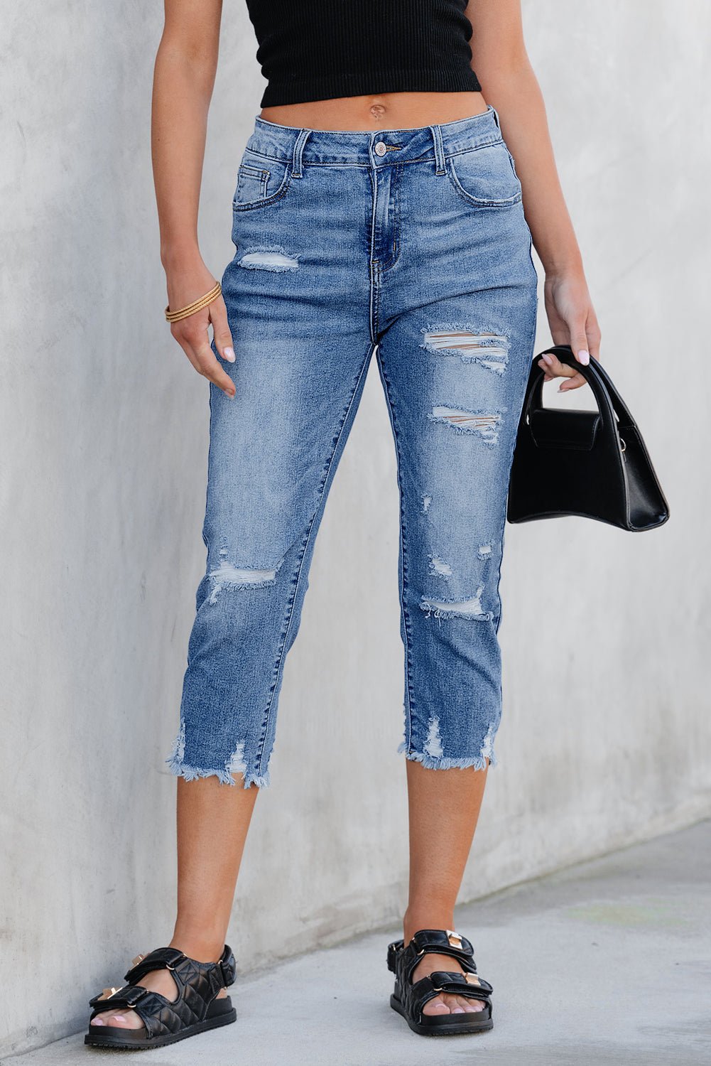 Georgia Skinny Distressed Capri Jeans - My Store 3