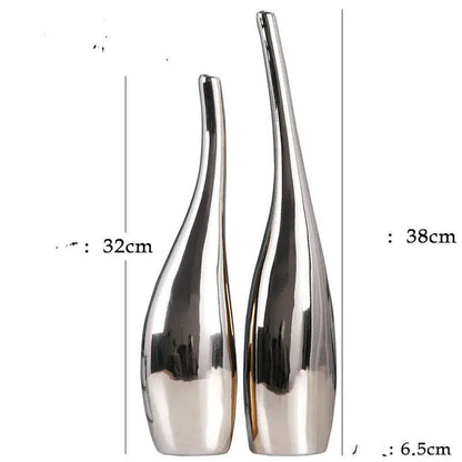 Nordic Gold Plating Ceramic Vases Model Room Home Decor - My Store 3