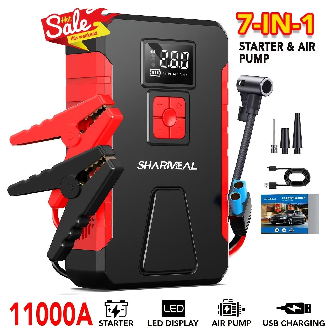 Portable Car Jump Starter with Air Compressor - My Store 3