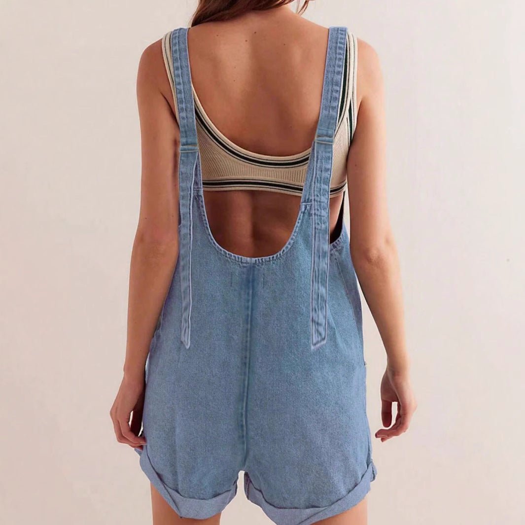 Women's Loose Denim Overall Shorts – Summer Streetwear Bib Shorts - All In One Stop Shop N More